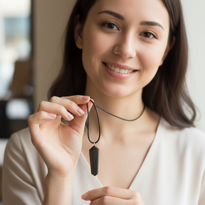 Collar shungit punta biterminada 3-4cm