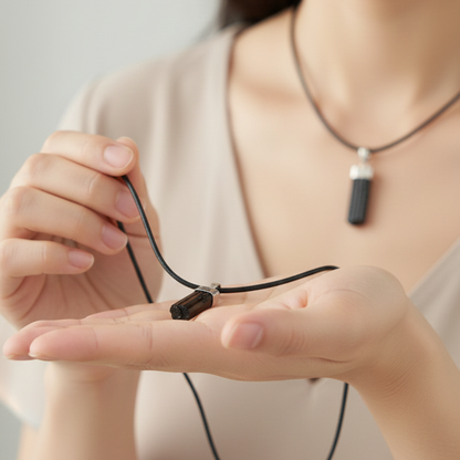 Collar turmalina negra en plata de ley 2-3 cm