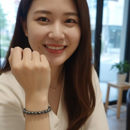 Pulsera hematite bolas facetadas de 8mm