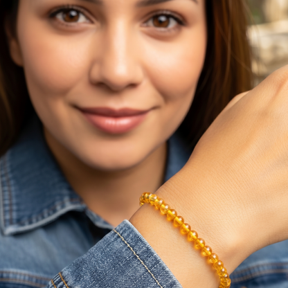 El Imán de la Prosperidad (pulsera para el éxito de citrino natural bolas 4mm)
