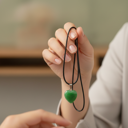 Collar jade verde corazón 2 cm