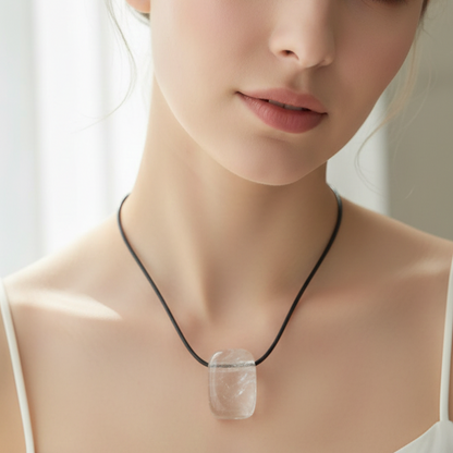 Collar Cuarzo Blanco caramelo 3-4 cm