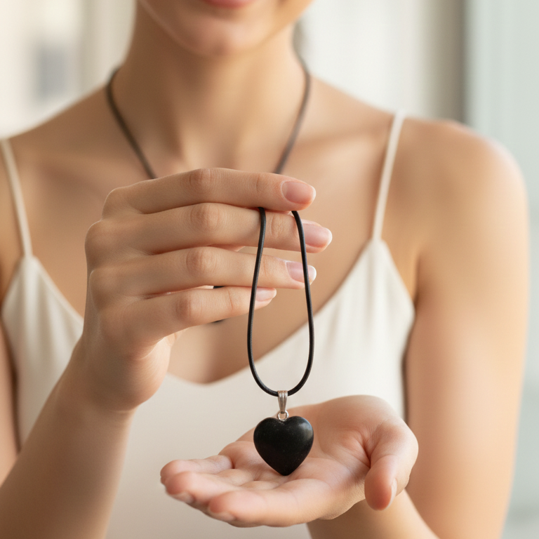 Collar shungit corazón 3 cm