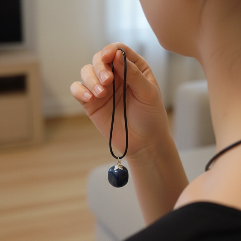 Collar lapislazuli rodado plata de ley 1-2 cm