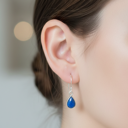 Pendientes lapislazuli lagrima plata