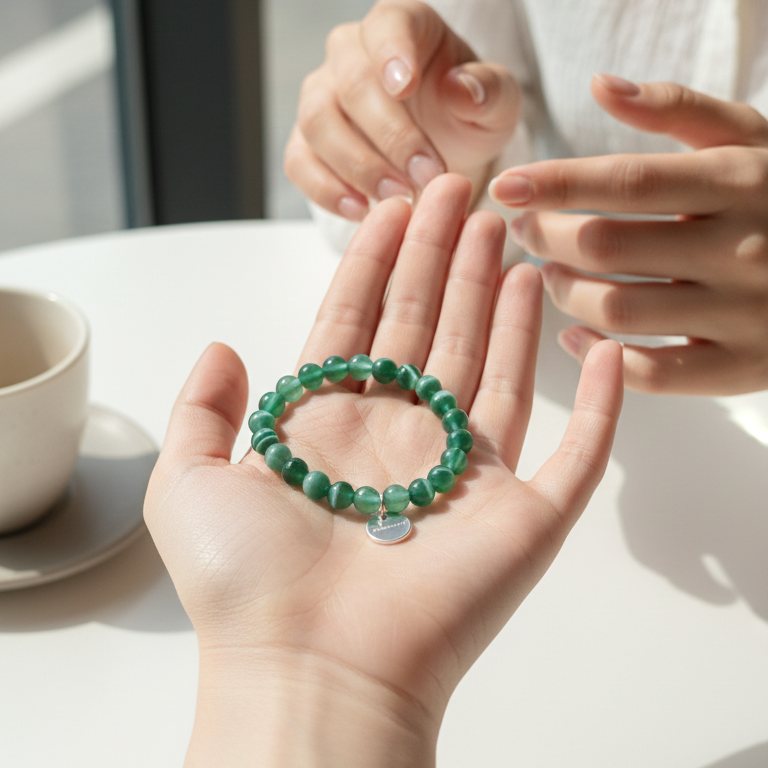 Pulsera agata verde bolas 6mm