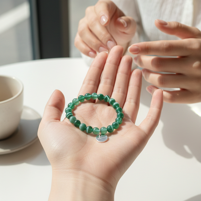 Pulsera agata verde bolas 6mm