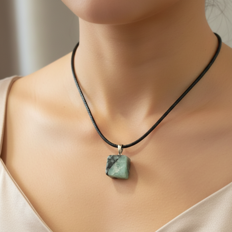 Collar esmeralda rodado 1-2 cm