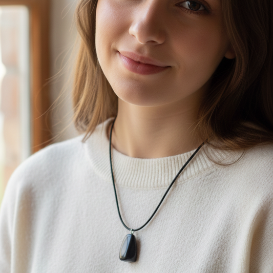 Collar shungit rodado 1,5 - 2 cm