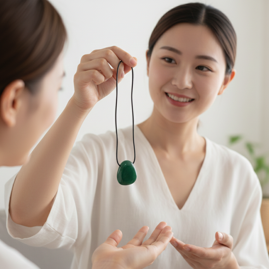 Collar aventurina verde perita 3-4 cm