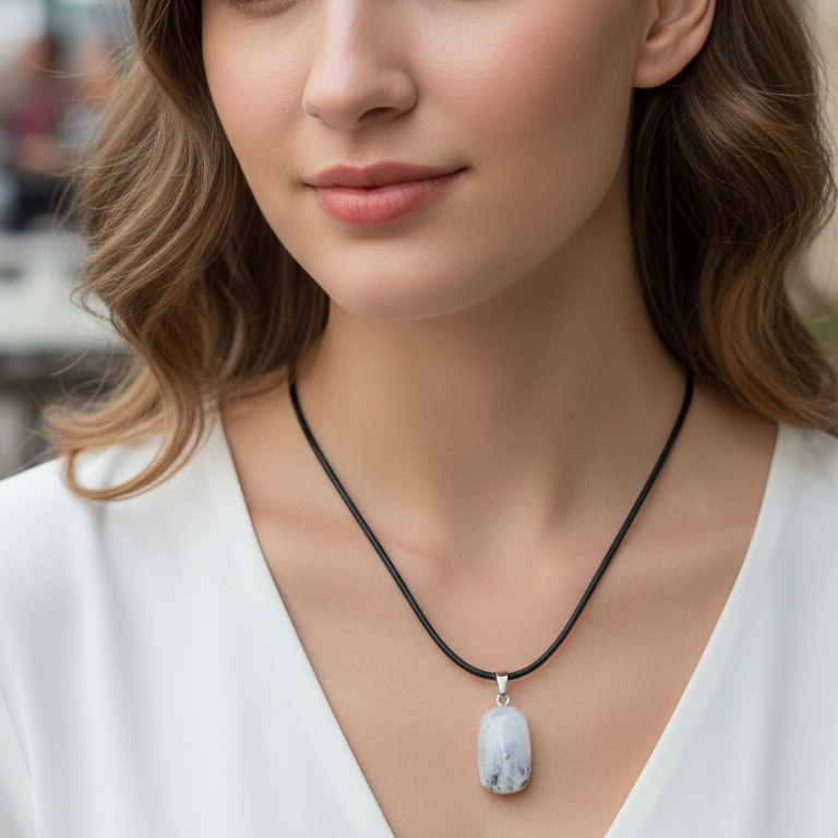 Collar piedra luna rodado 1-2 cm