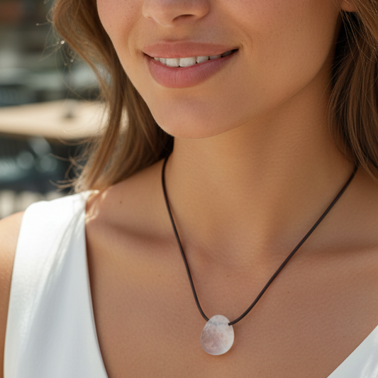 Collar Cuarzo Blanco perita 1 cm