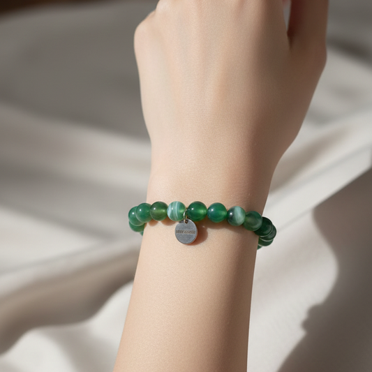 Pulsera agata verde bolas 8mm