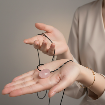 Collar cuarzo rosa perita 3-4 cm