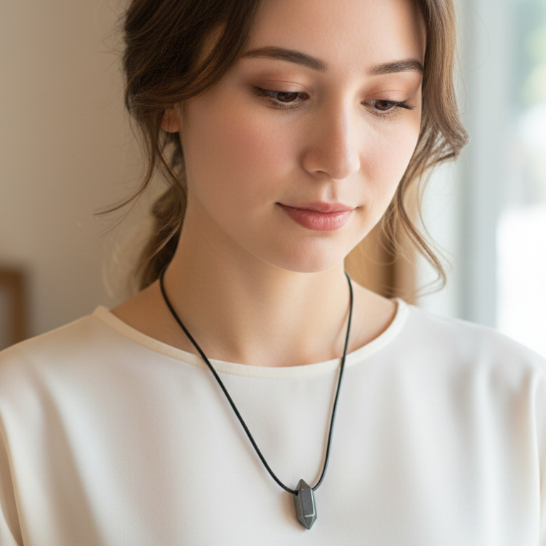 Collar punta hematite 1,5 - 2 cm