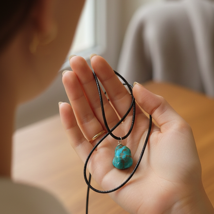 Collar turquesa rodado plata de ley 1-2 cm