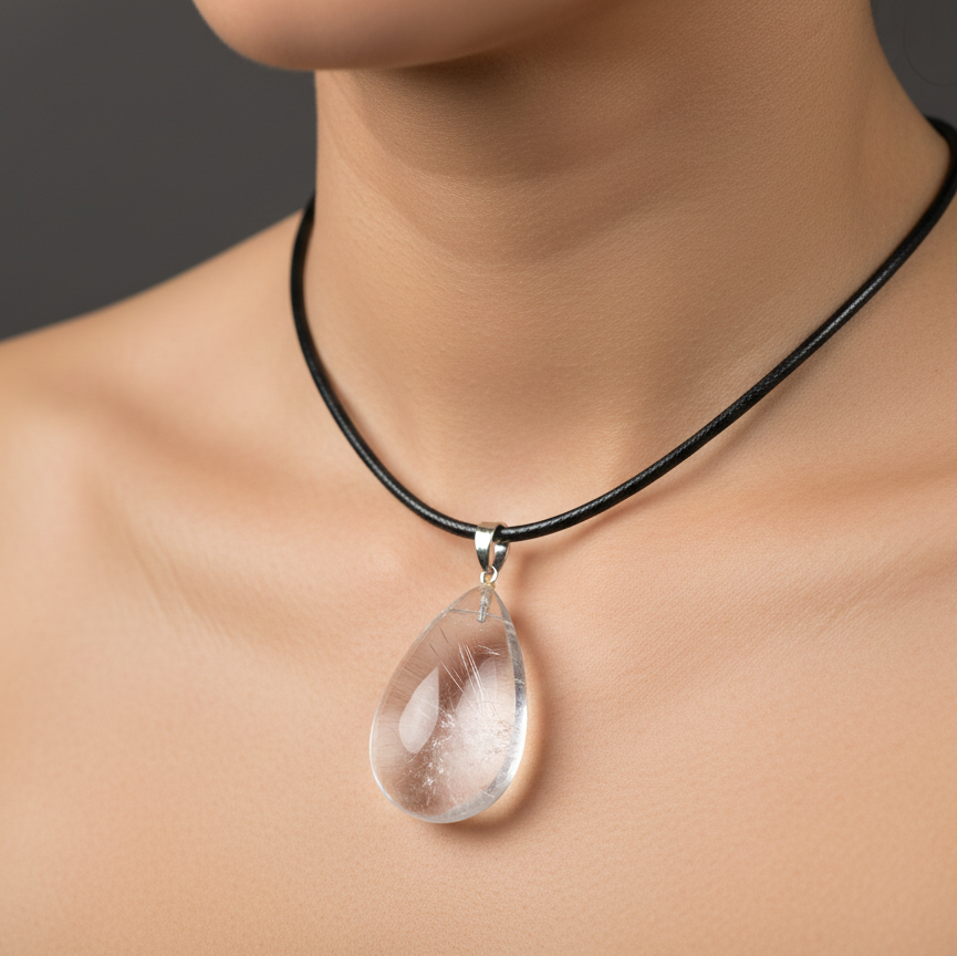 Collar Cuarzo Blanco gota 3-4 cm