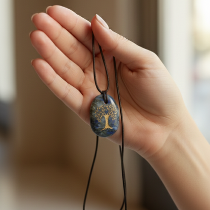 Collar lapislazuli árbol de la vida 3-4 cm