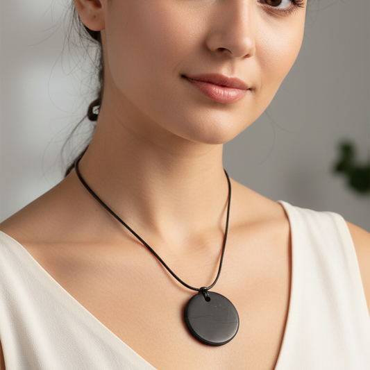Collar shungit circulo 3cm