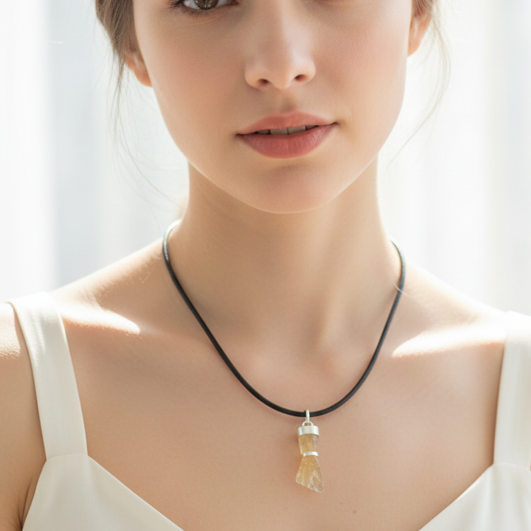 Despierta tu energía, tu alegría y tu brillo interior (Collar puño citrino plata de ley 2-3 cm)