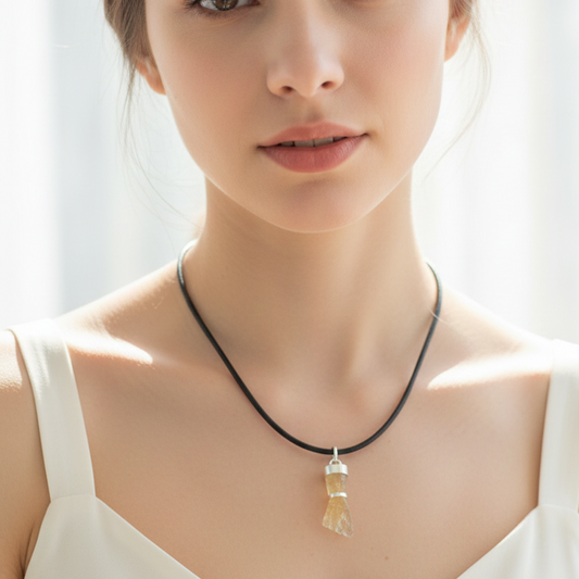 Despierta tu energía, tu alegría y tu brillo interior (Collar puño citrino plata de ley 2-3 cm)