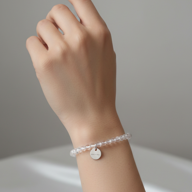 Pulsera cuarzo blanco bolas 4mm