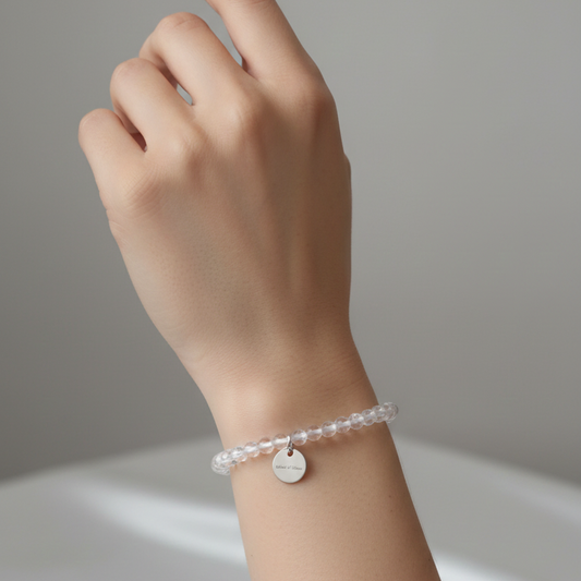 Pulsera cuarzo blanco bolas 4mm