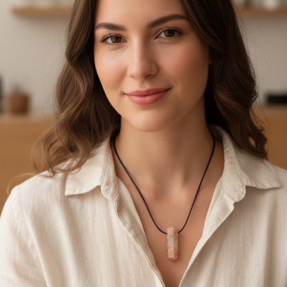 Collar piedra sol punta biterminada 3-4 cm