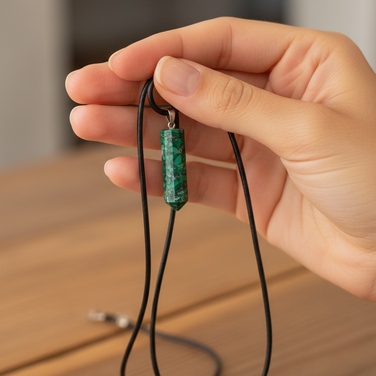 Collar malaquita orgonita punta 3 cm