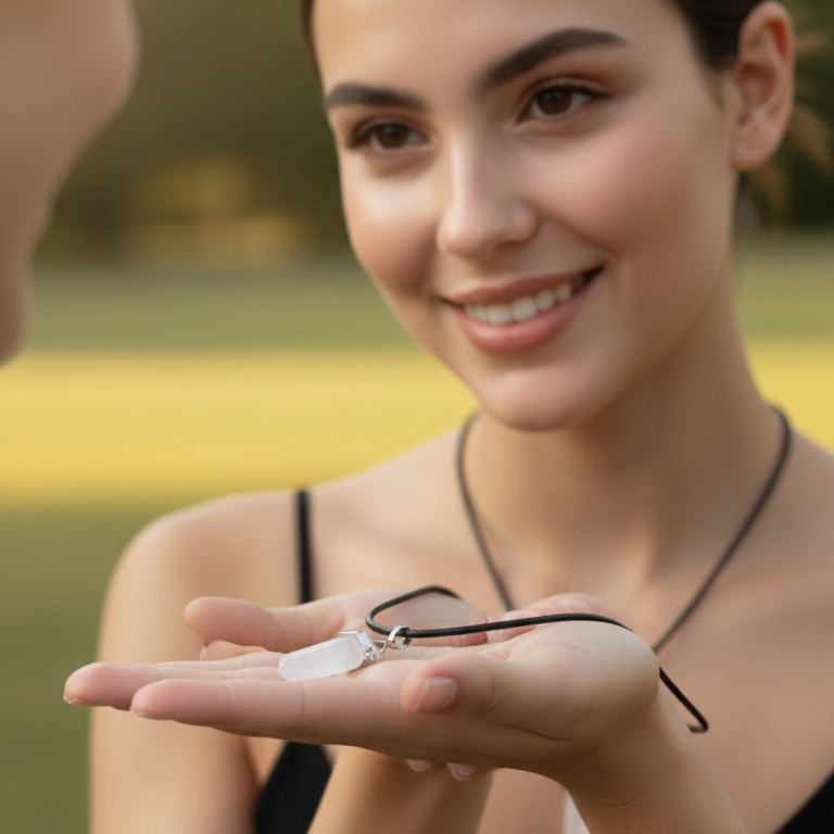 Collar selenita punta biterminada 3-4 cm