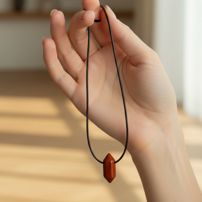 Collar jaspe rojo punta mini 1 cm