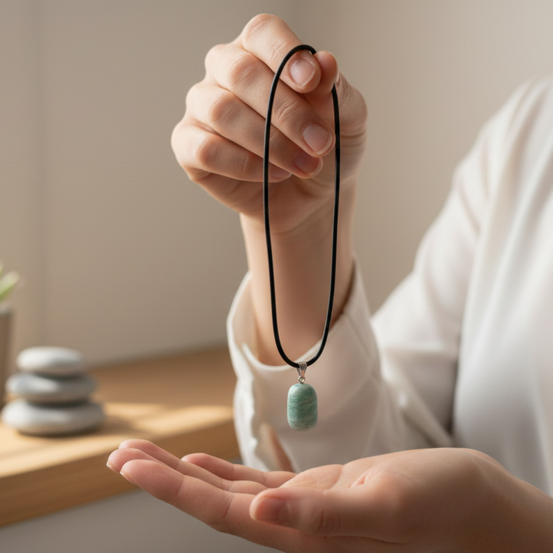 Collar amazonita rodado 1,5 - 2 cm