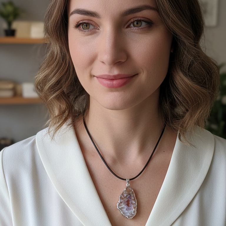 Collar ágata geodiño electrolítico 3-4 cm