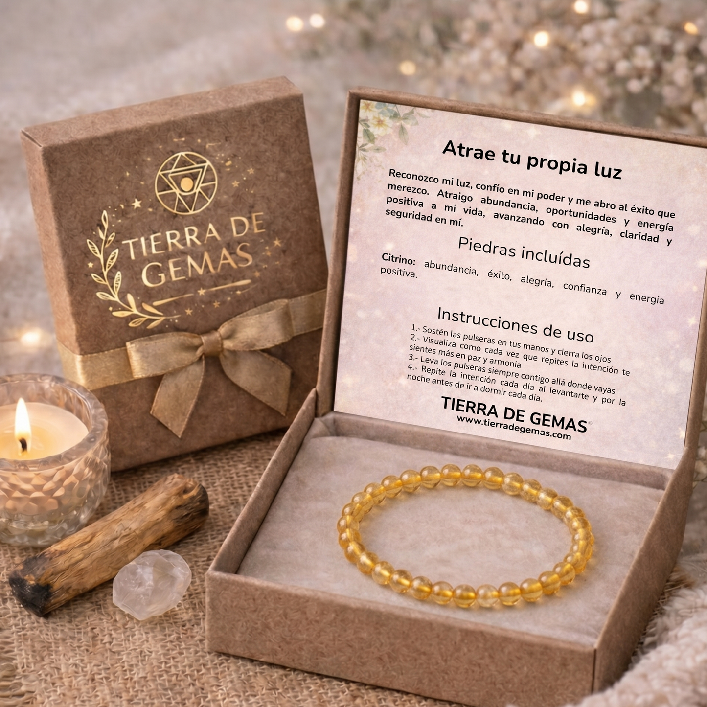 El Imán de la Prosperidad (pulsera para el éxito de citrino natural bolas 4mm)