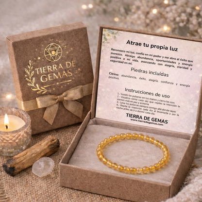El Imán de la Prosperidad (pulsera para el éxito de citrino natural bolas 4mm)