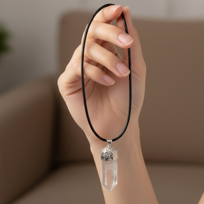 Collar Cuarzo Blanco punta laser electrolítico 3-4 cm