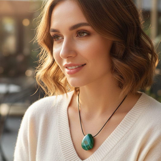 Collar malaquita perita 3-4 cm