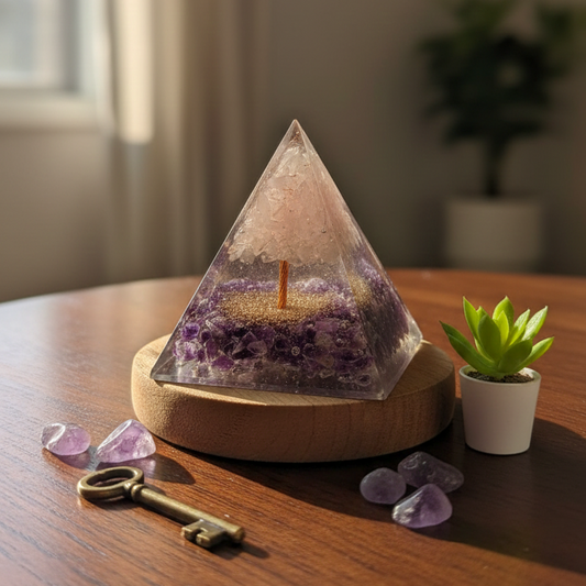 Pirámide 7 chakras orgonita 4,5 cm