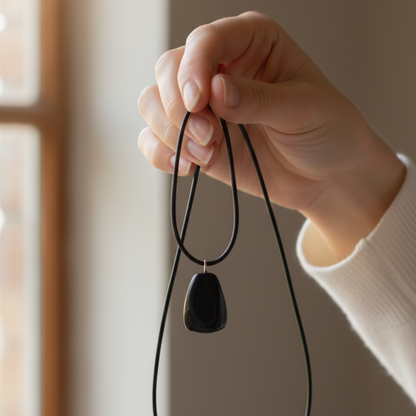 Collar shungit rodado 1,5 - 2 cm