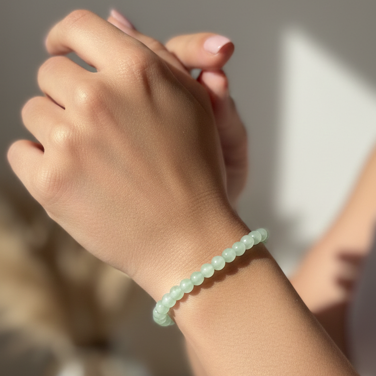 Pulsera cuarzo verde bolas 4mm