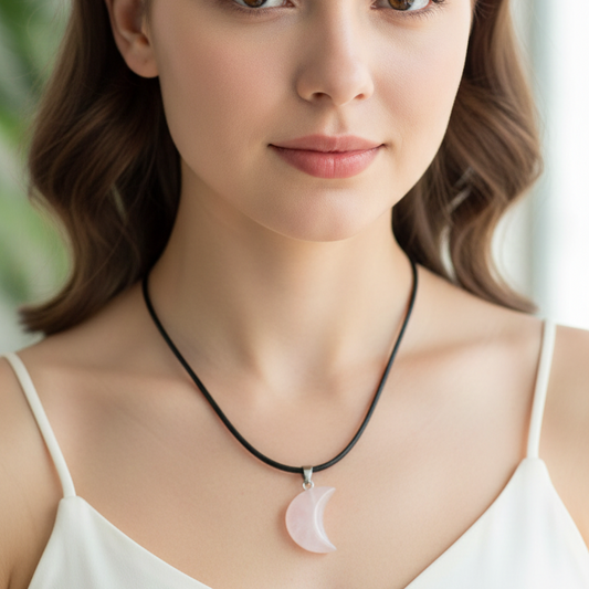 Collar cuarzo rosa media luna 2 cm