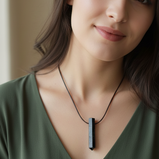 Collar turmalina negra punta 3-4 cm