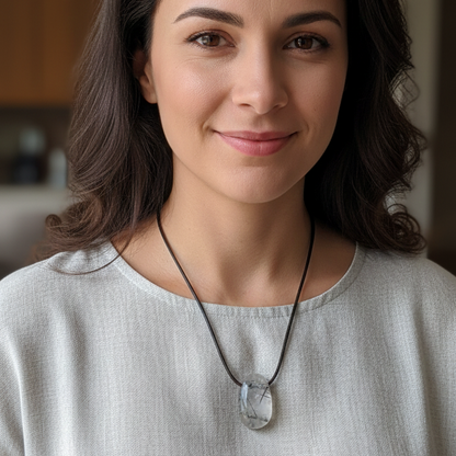 Collar cuarzo con turmalina negra perita 3-4 cm