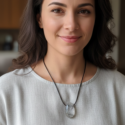 Collar cuarzo con turmalina negra perita 3-4 cm