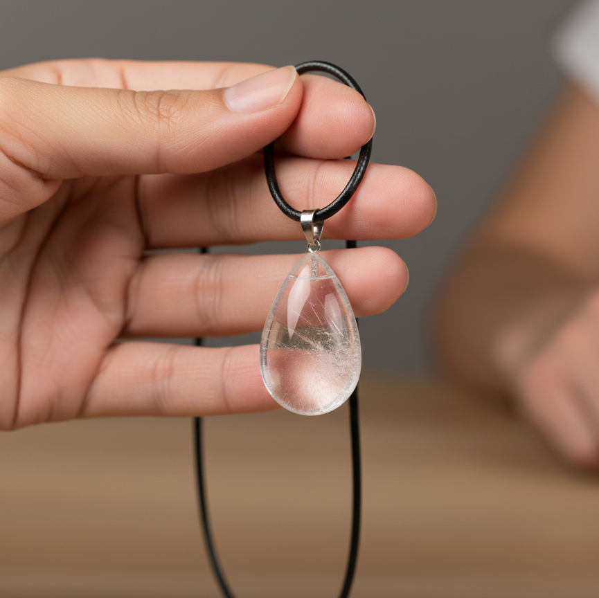 Collar Cuarzo Blanco gota 3-4 cm