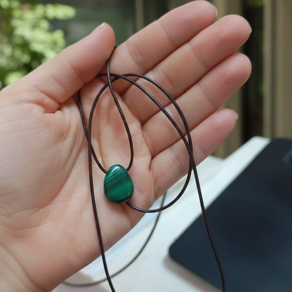 Collar malaquita caramelito 1 cm