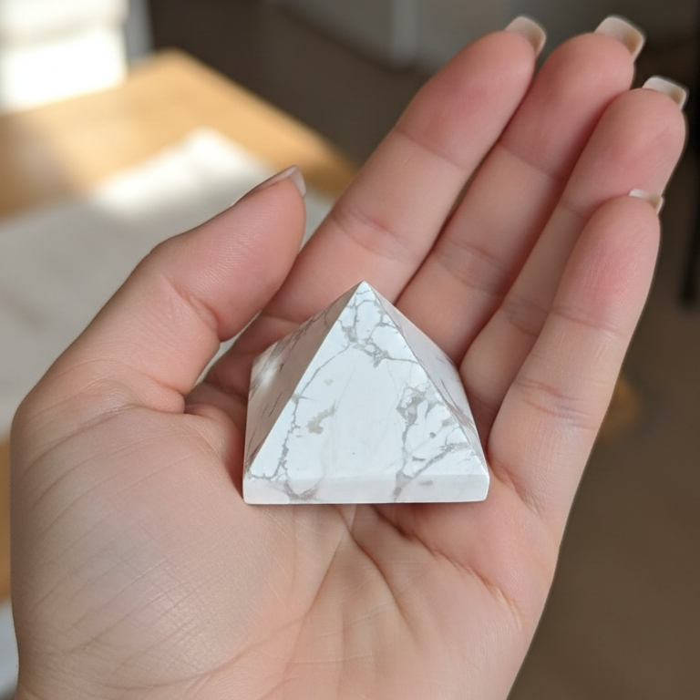 Tu guardián de paz y claridad (pirámide turquesa blanca 3-4 cm)