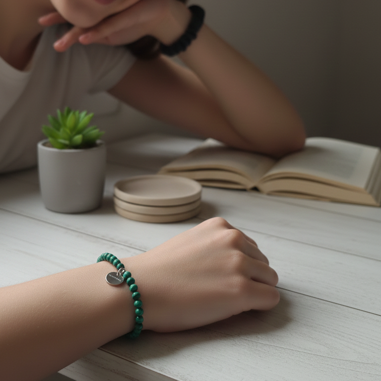 Pulsera malaquita bolas 4mm