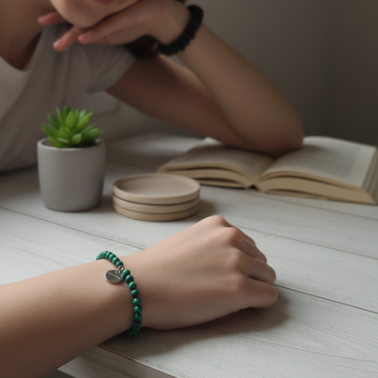 Pulsera malaquita bolas 4mm