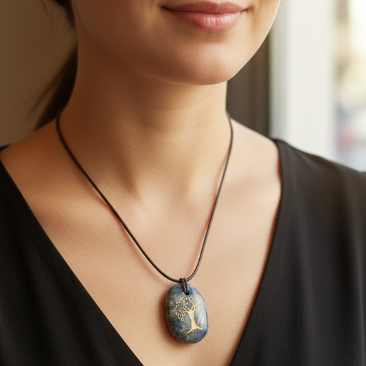 Collar lapislazuli árbol de la vida 3-4 cm